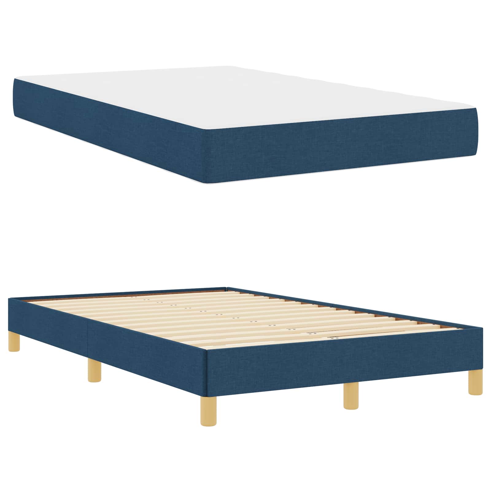 Lit à ressorts avec matelas Bleu 120 x 190 cm tissu - XIOS