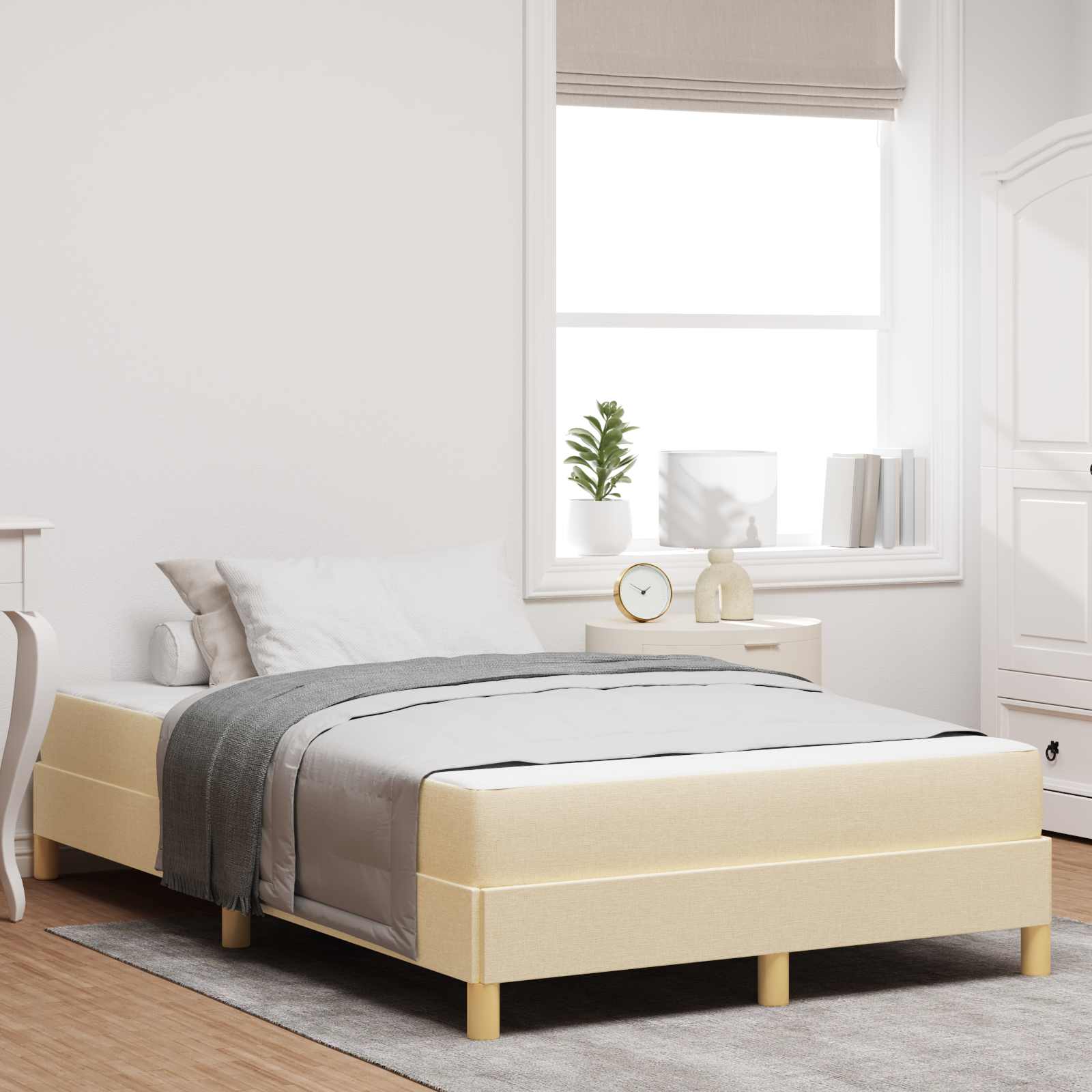 Lit à ressorts avec matelas Crème 120 x 200 cm tissu - XIOS