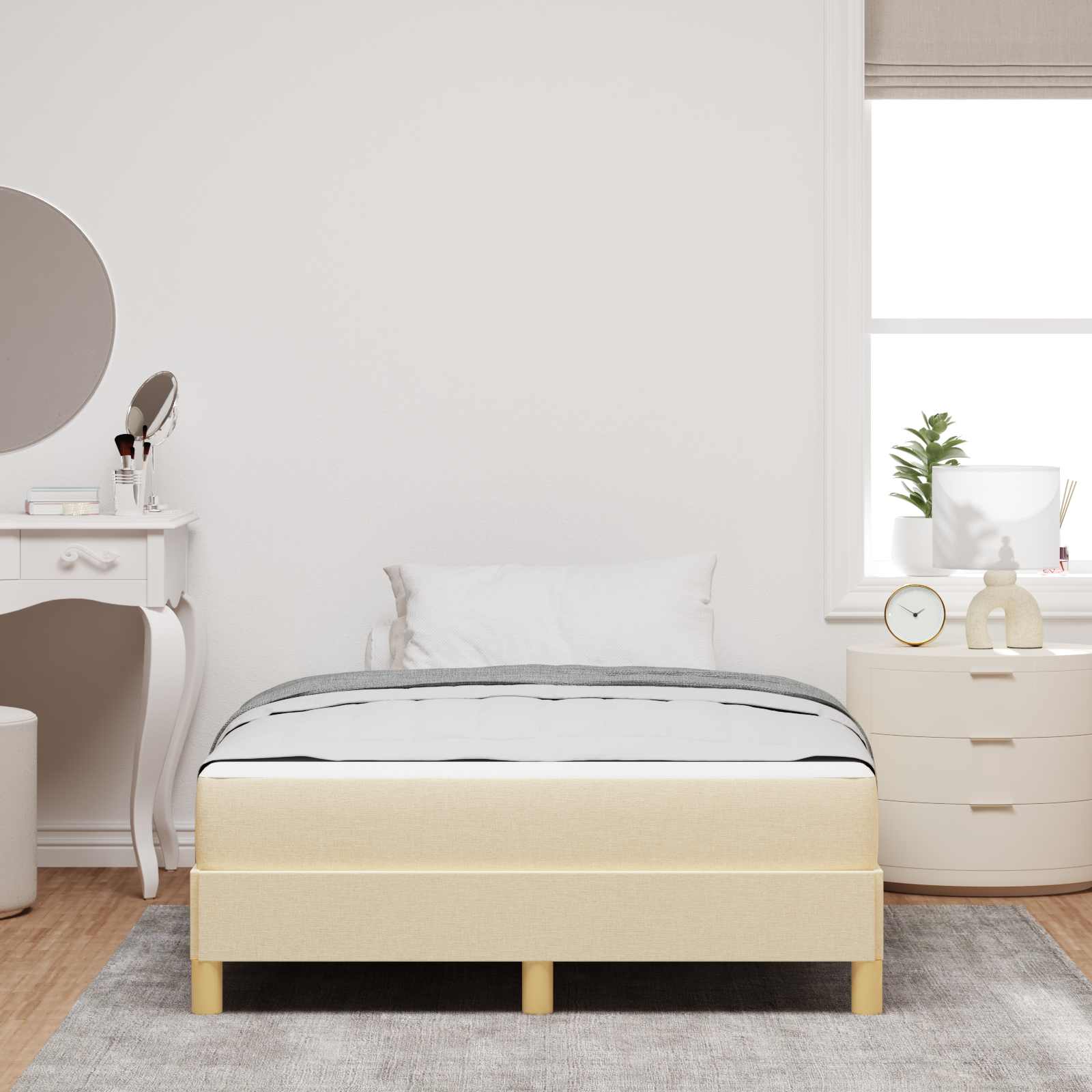 Lit à ressorts avec matelas Crème 120 x 200 cm tissu - XIOS