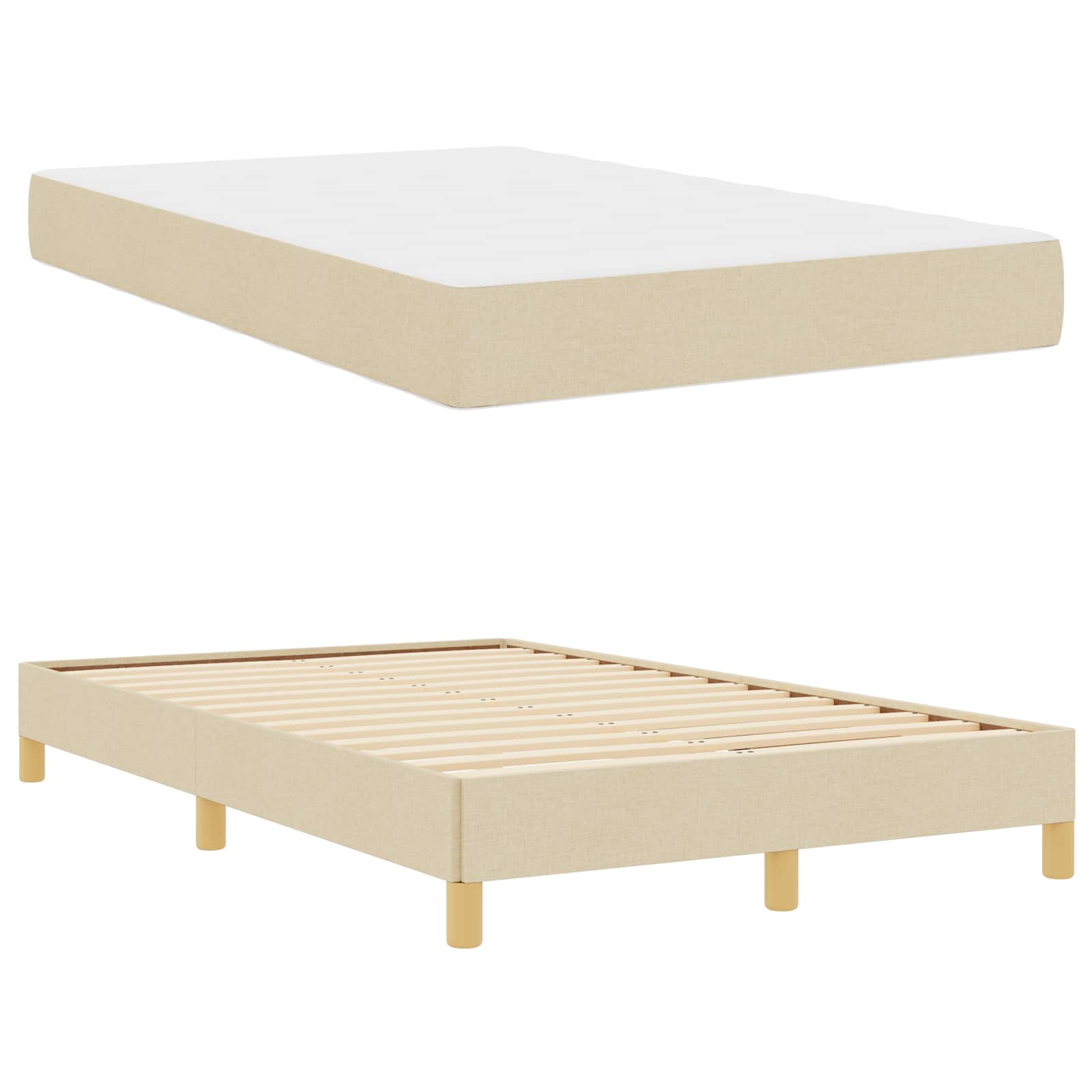 Lit à ressorts avec matelas Crème 120 x 200 cm tissu - XIOS