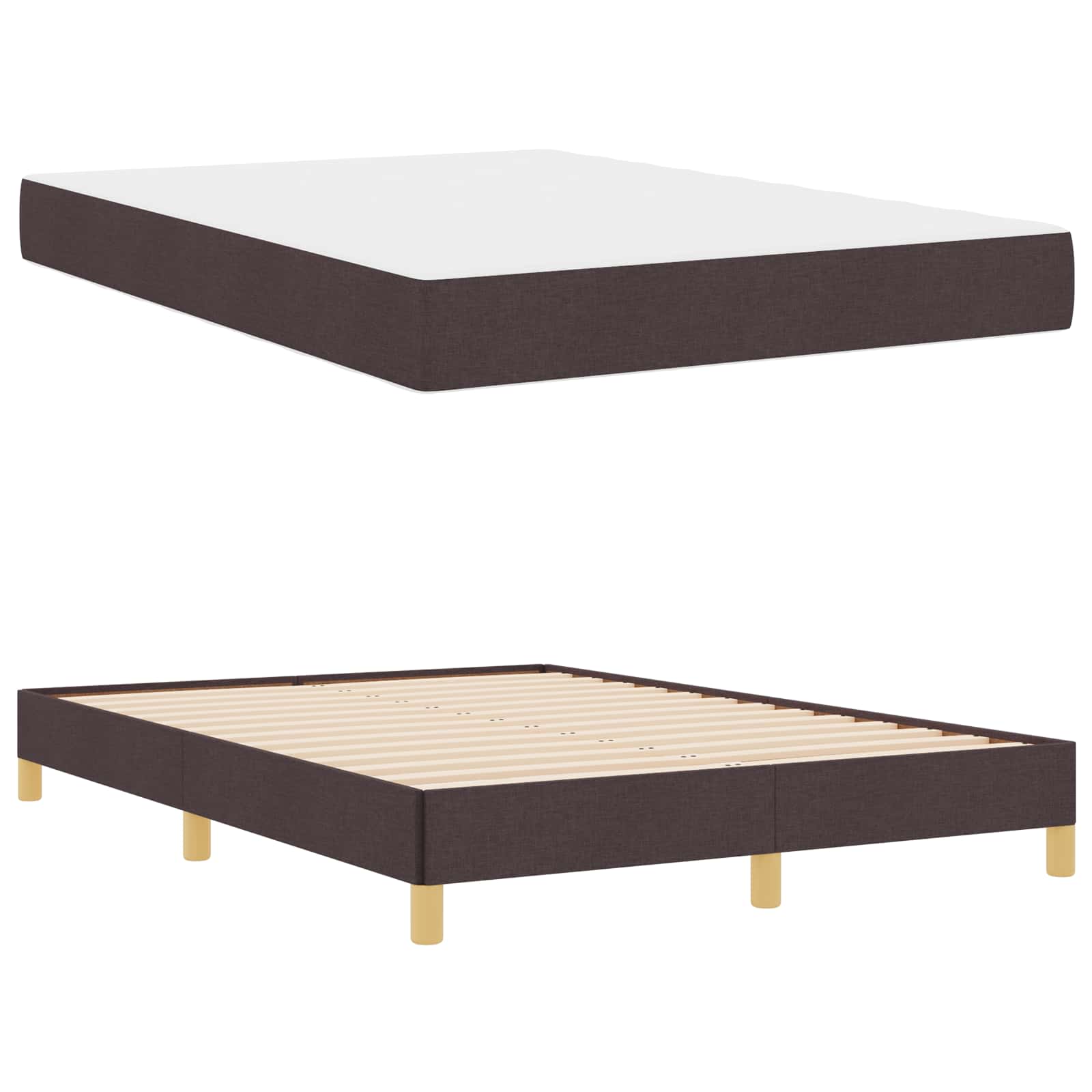 Lit à ressorts avec matelas Marron foncé 140 x 190 cm tissu - XIOS