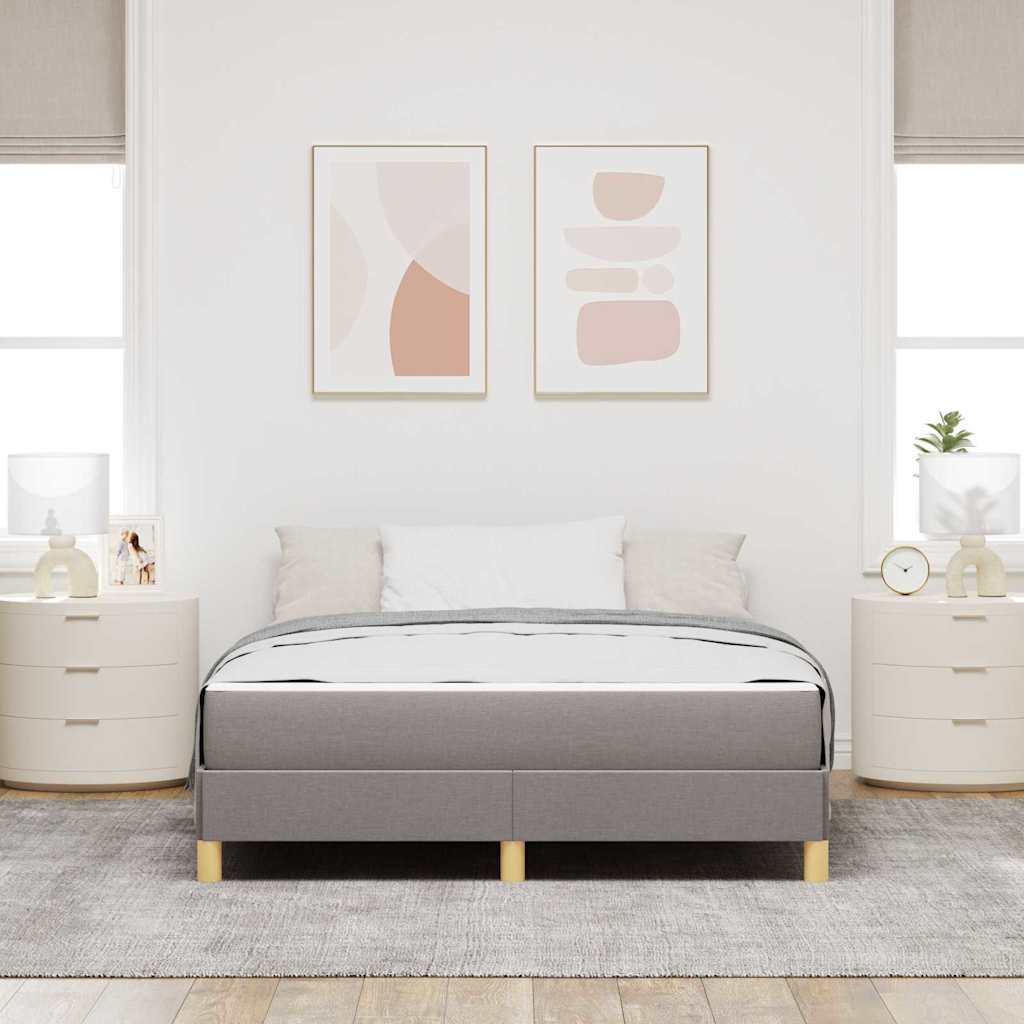 Lit à ressorts avec matelas Taupe 140 x 190 cm tissu - XIOS