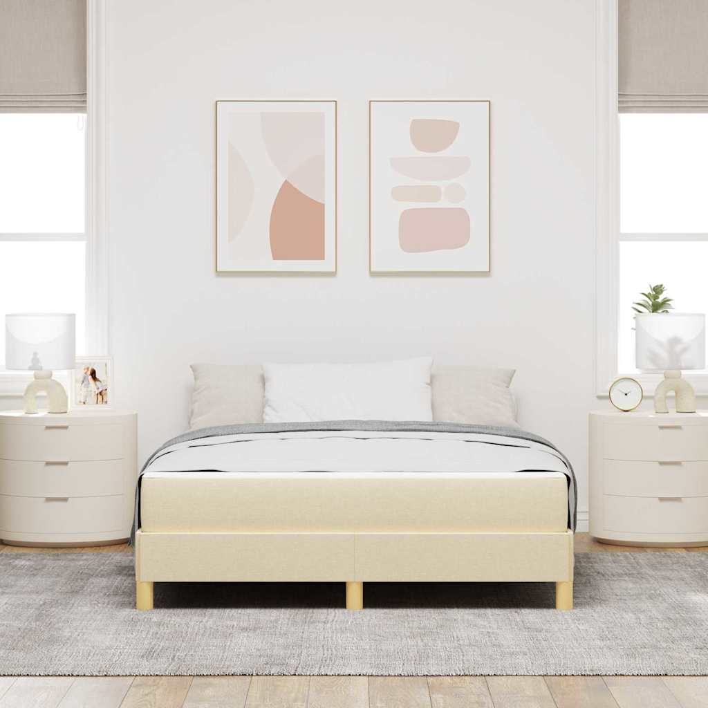 Lit à ressorts avec matelas Crème 140 x 190 cm tissu - XIOS
