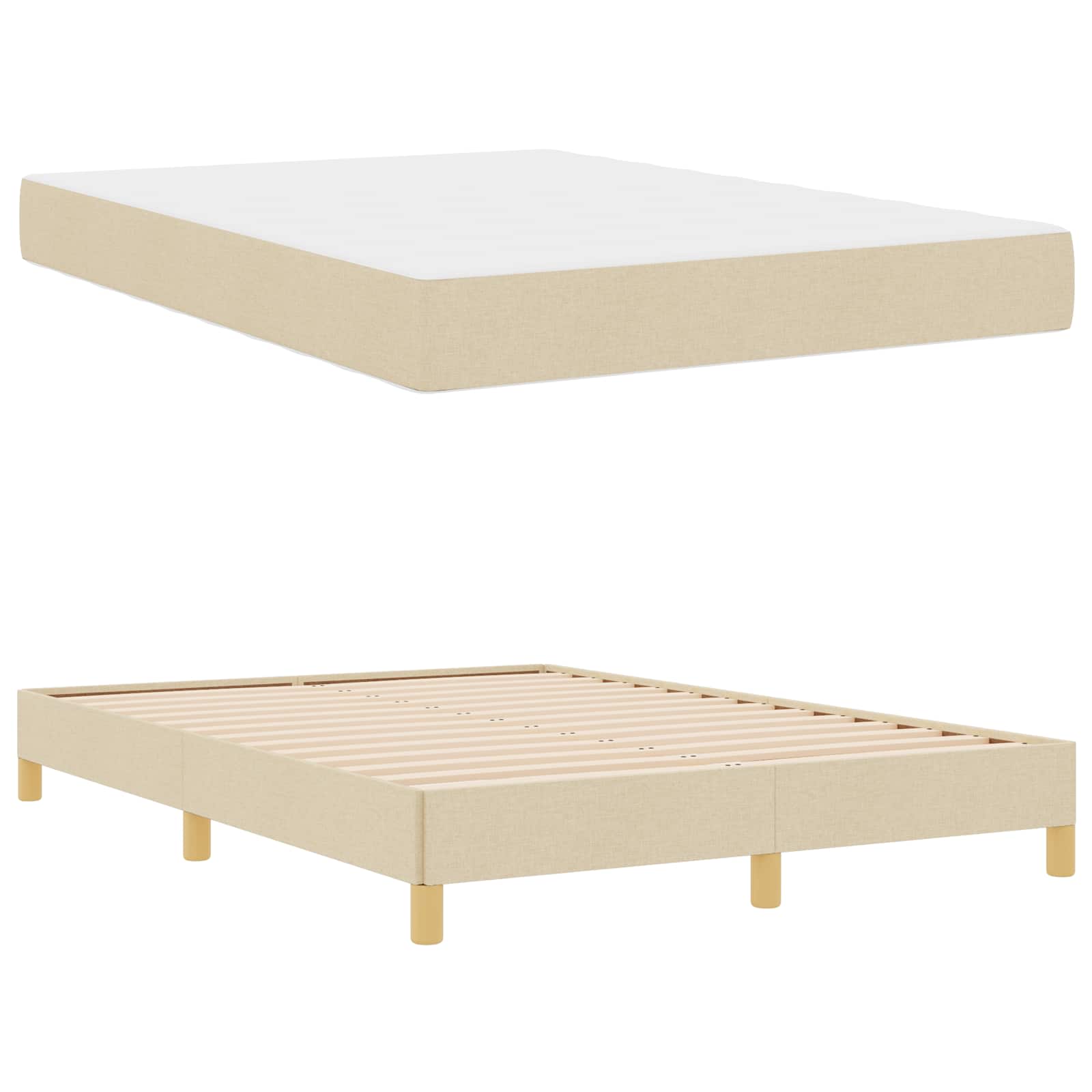 Lit à ressorts avec matelas Crème 140 x 190 cm tissu - XIOS