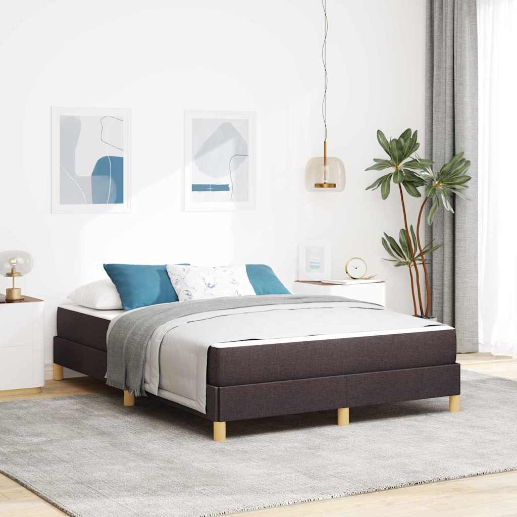 Lit à ressorts avec matelas Marron foncé 140 x 200 cm tissu - XIOS