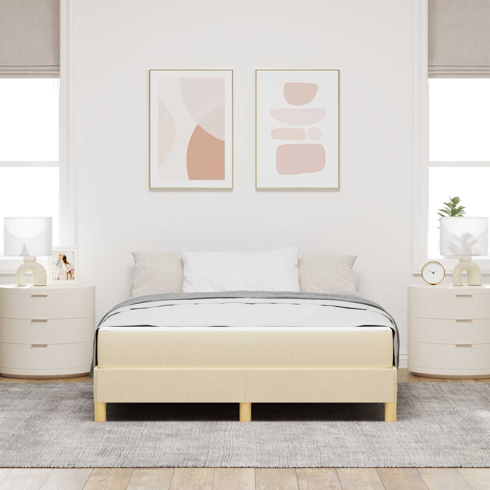 Lit à ressorts avec matelas Crème 140 x 200 cm tissu - XIOS