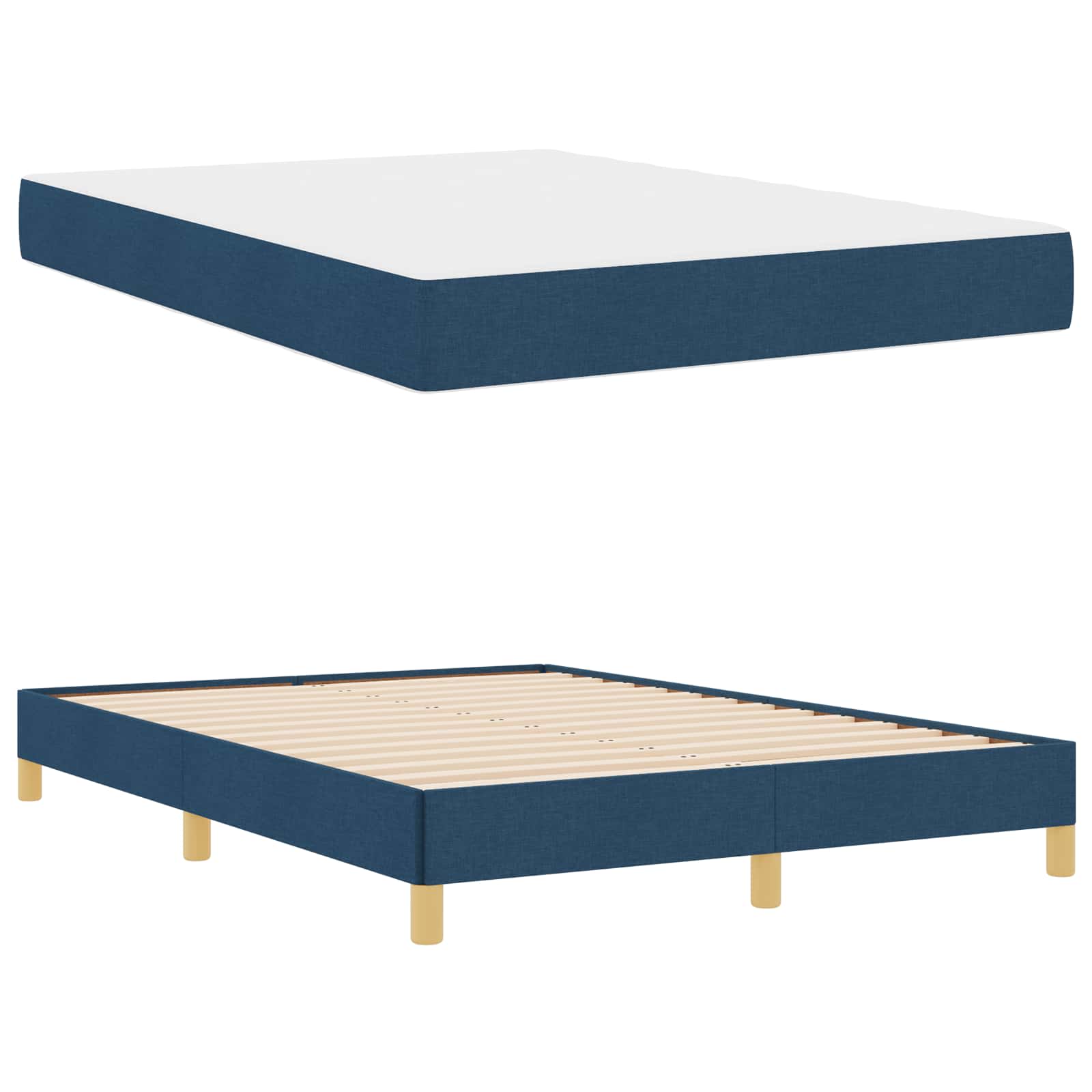 Lit à ressorts avec matelas Bleu 160 x 200 cm tissu - XIOS