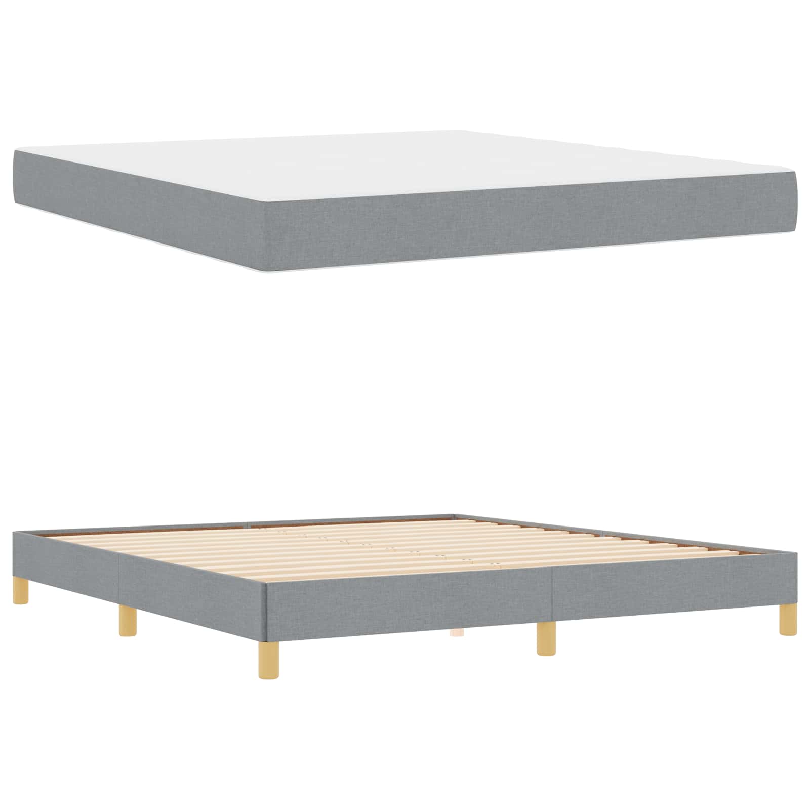 Lit à ressorts avec matelas Gris clair 180 x 200 cm tissu - XIOS