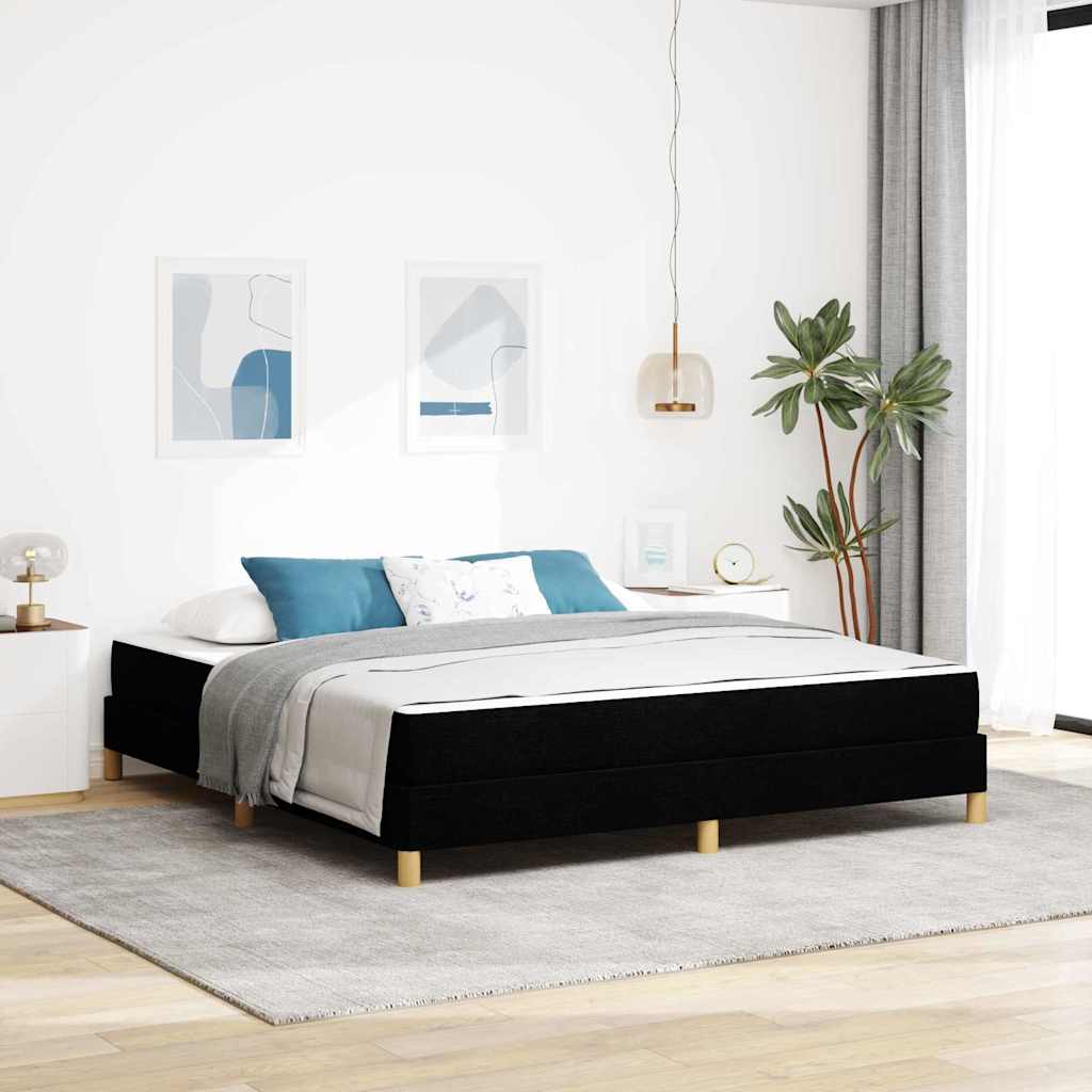 Lit à ressorts avec matelas Noir 180 x 200 cm tissu - XIOS