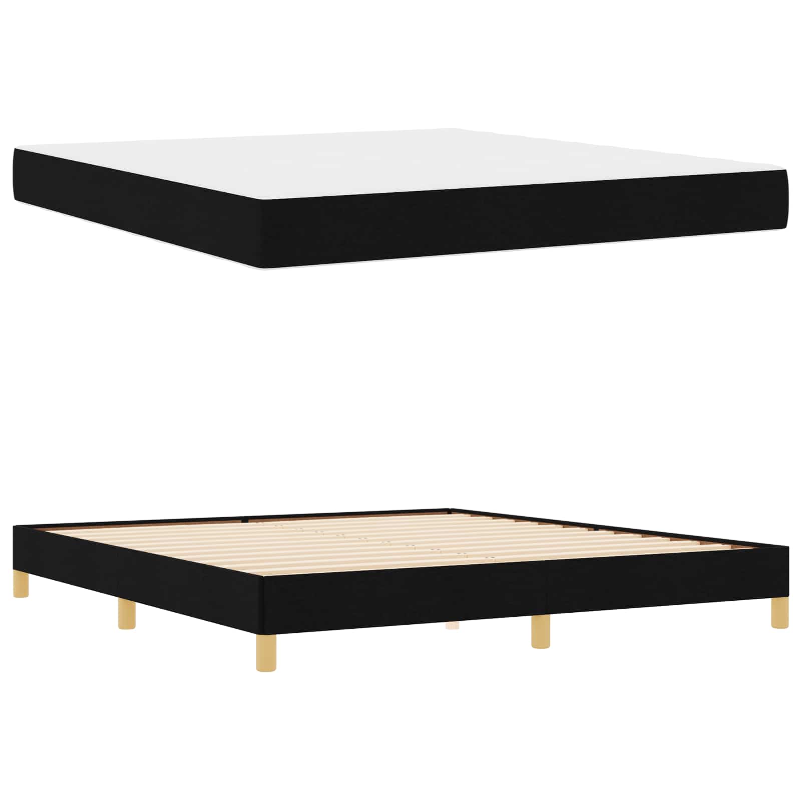 Lit à ressorts avec matelas Noir 180 x 200 cm tissu - XIOS