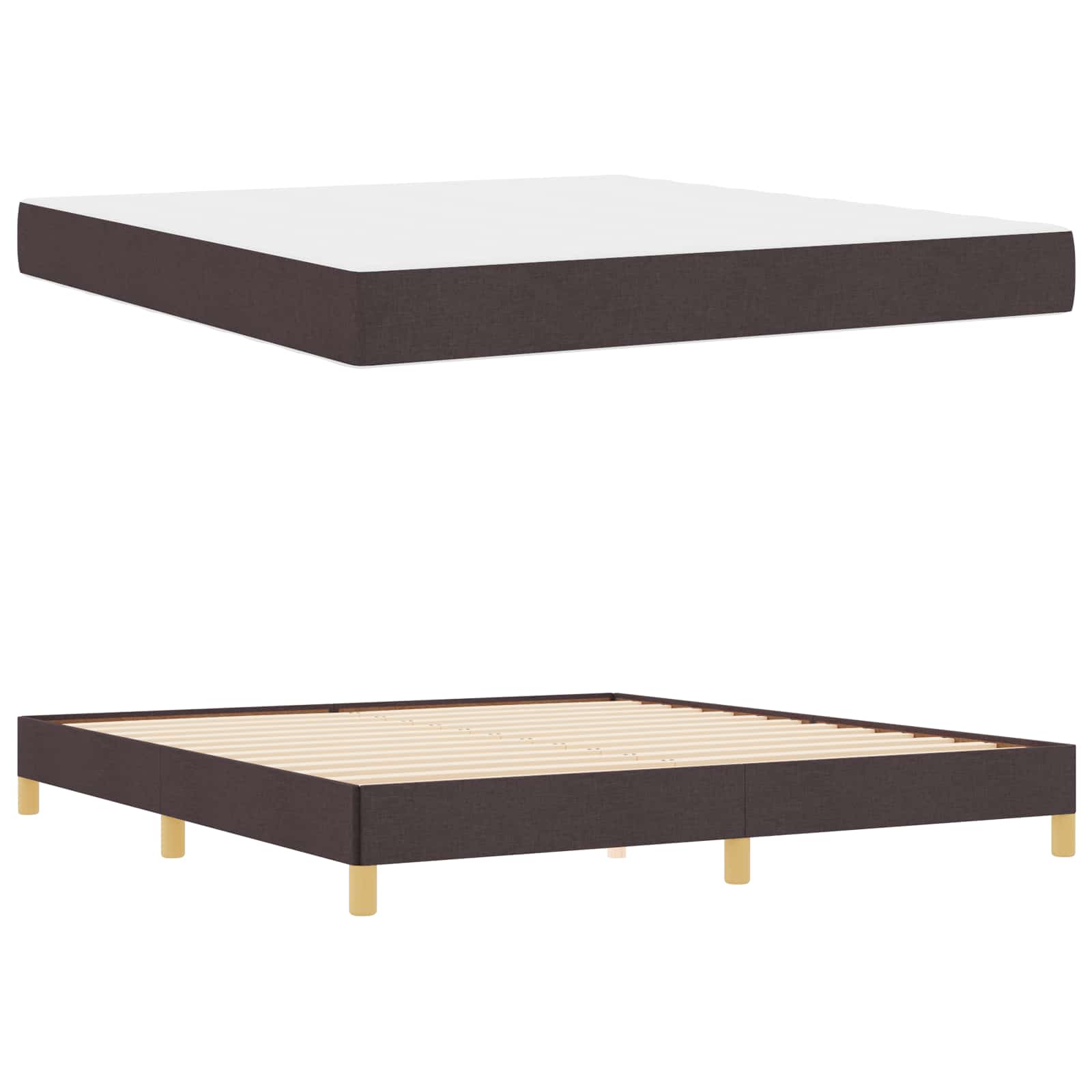 Lit à ressorts avec matelas Marron foncé 180 x 200 cm tissu - XIOS