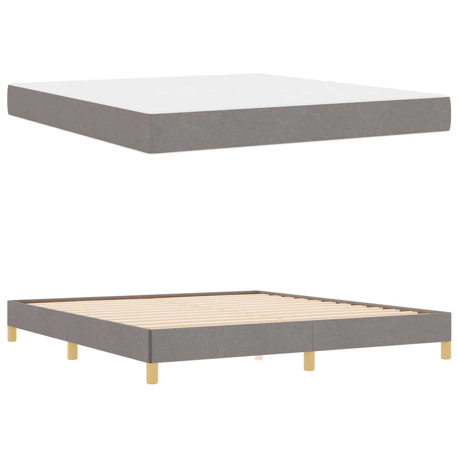 Lit à ressorts avec matelas Taupe 180 x 200 cm tissu - XIOS