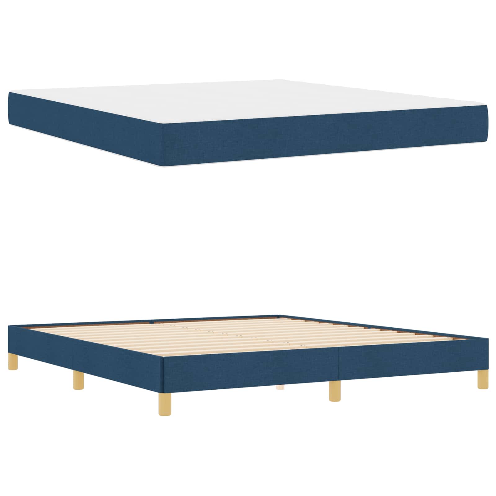 Lit à ressorts avec matelas Bleu 180 x 200 cm tissu - XIOS