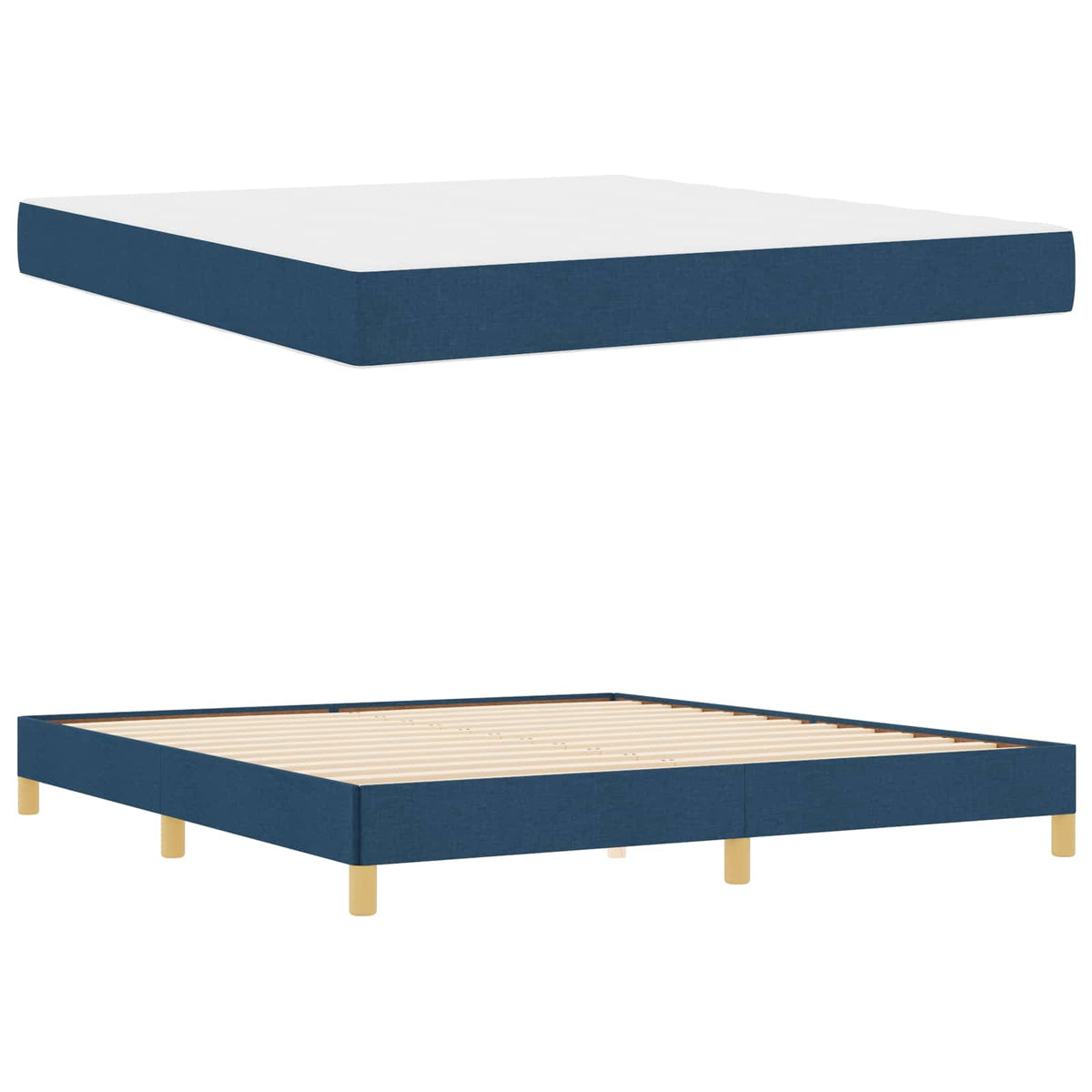 Lit à ressorts avec matelas Bleu 180 x 200 cm tissu
