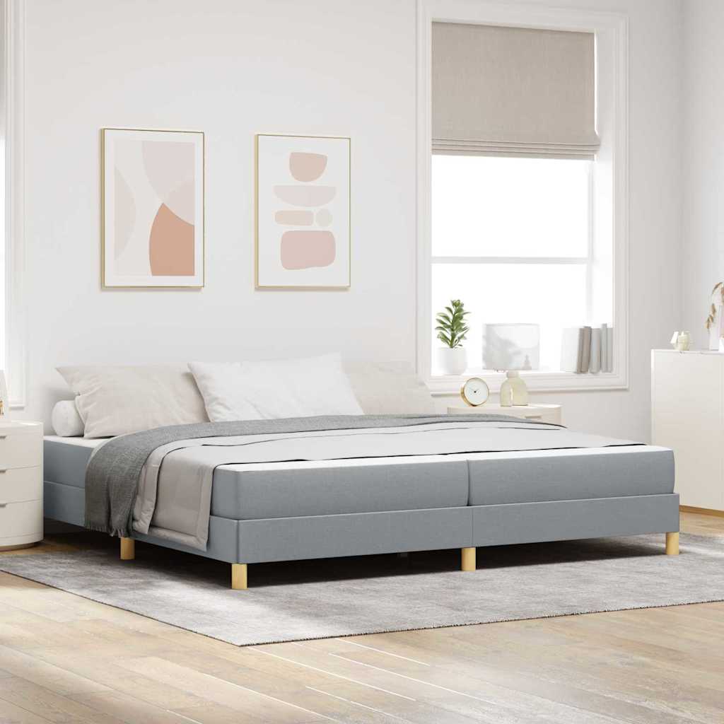 Lit à ressorts avec matelas Gris clair 200 x 200 cm tissu - XIOS