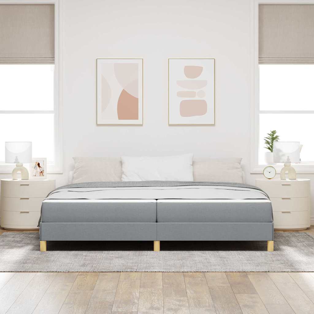 Lit à ressorts avec matelas Gris clair 200 x 200 cm tissu - XIOS