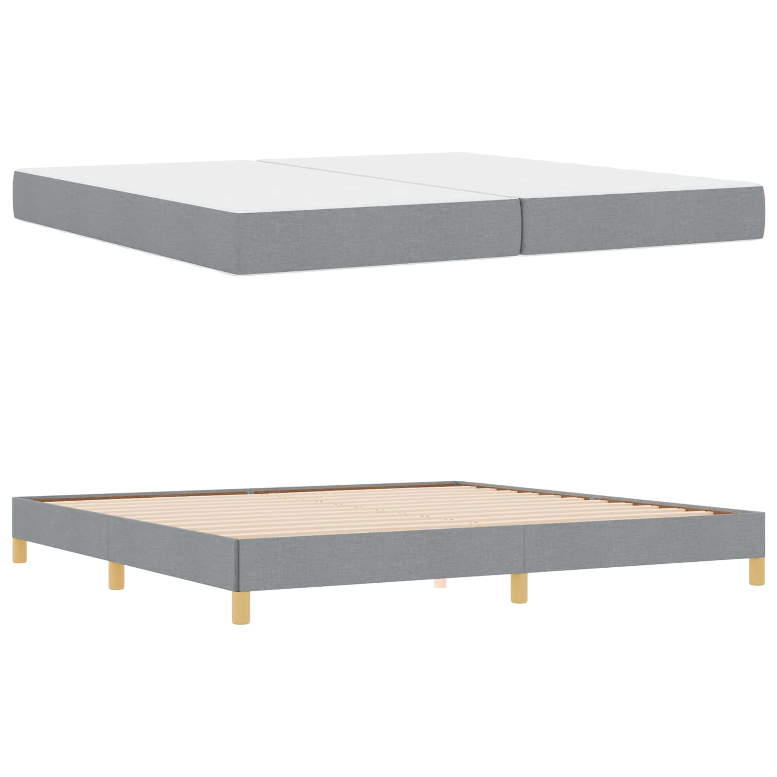 Lit à ressorts avec matelas Gris clair 200 x 200 cm tissu - XIOS