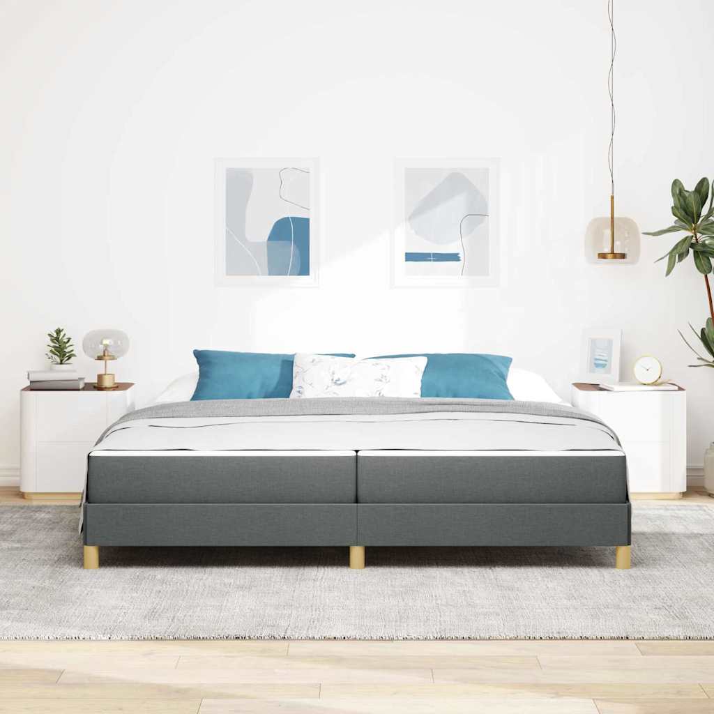 Lit à ressorts avec matelas Gris foncé 200 x 200 cm tissu - XIOS