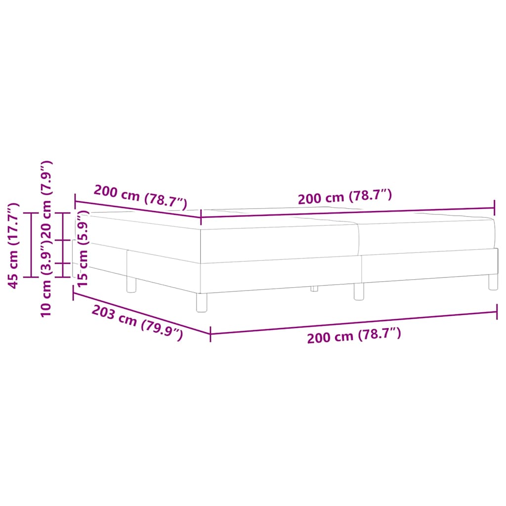 Lit à ressorts avec matelas Gris foncé 200 x 200 cm tissu - XIOS