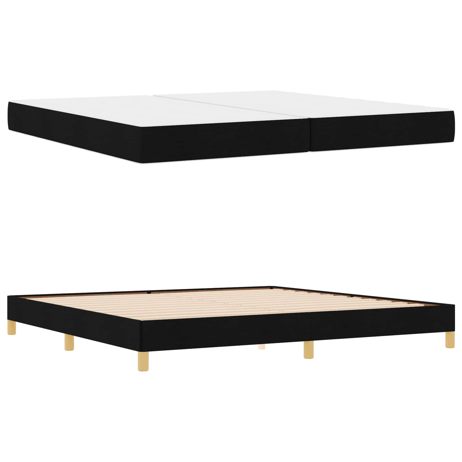 Lit à ressorts avec matelas Noir 200 x 200 cm tissu - XIOS