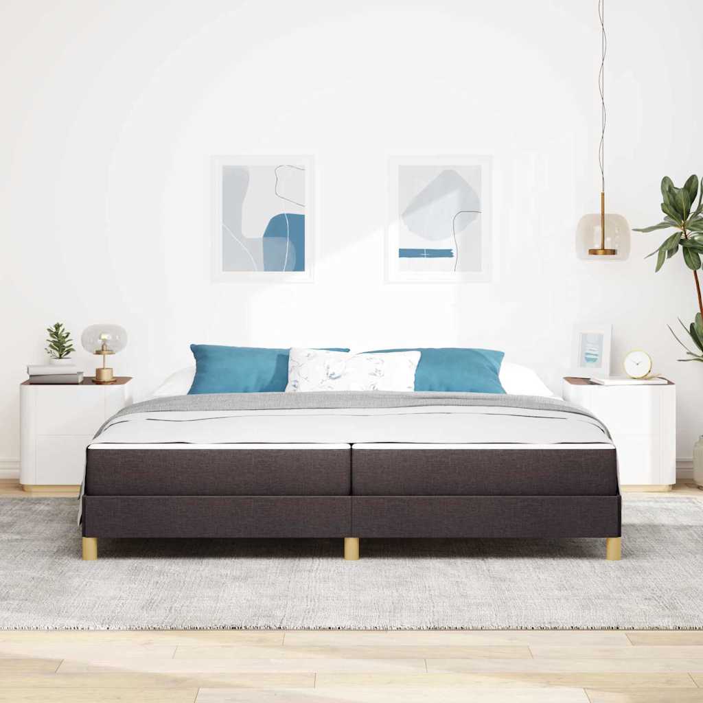 Lit à ressorts avec matelas Marron foncé 200 x 200 cm tissu - XIOS