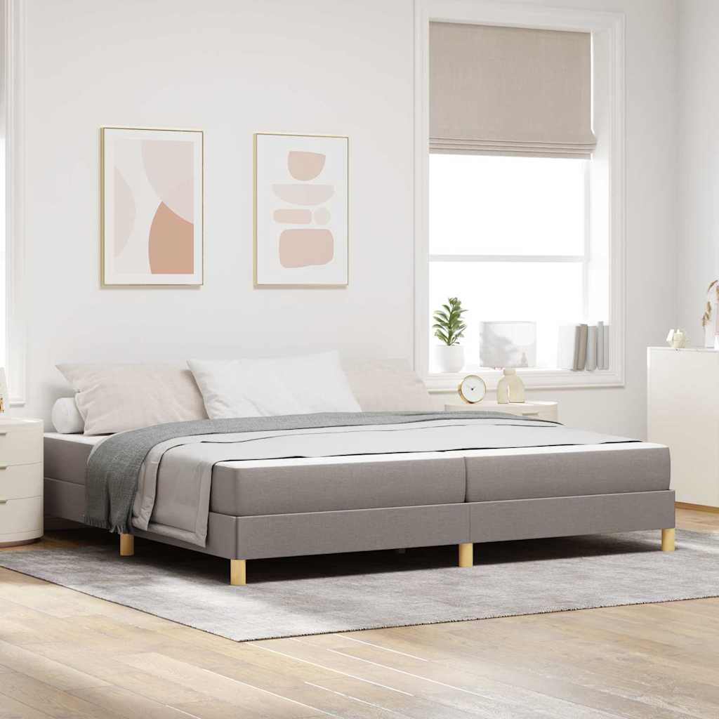 Lit à ressorts avec matelas Taupe 200 x 200 cm tissu - XIOS