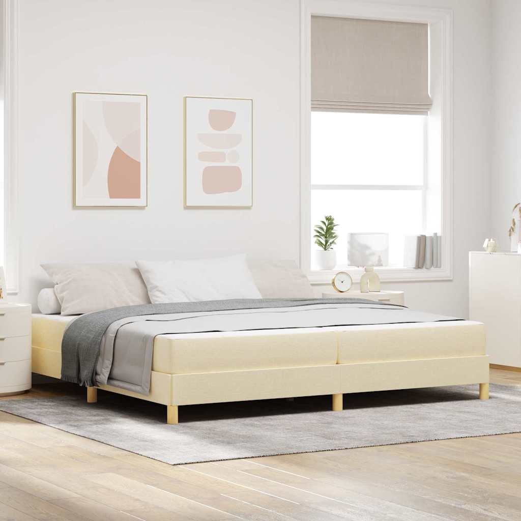 Lit à ressorts avec matelas Crème 200 x 200 cm tissu - XIOS