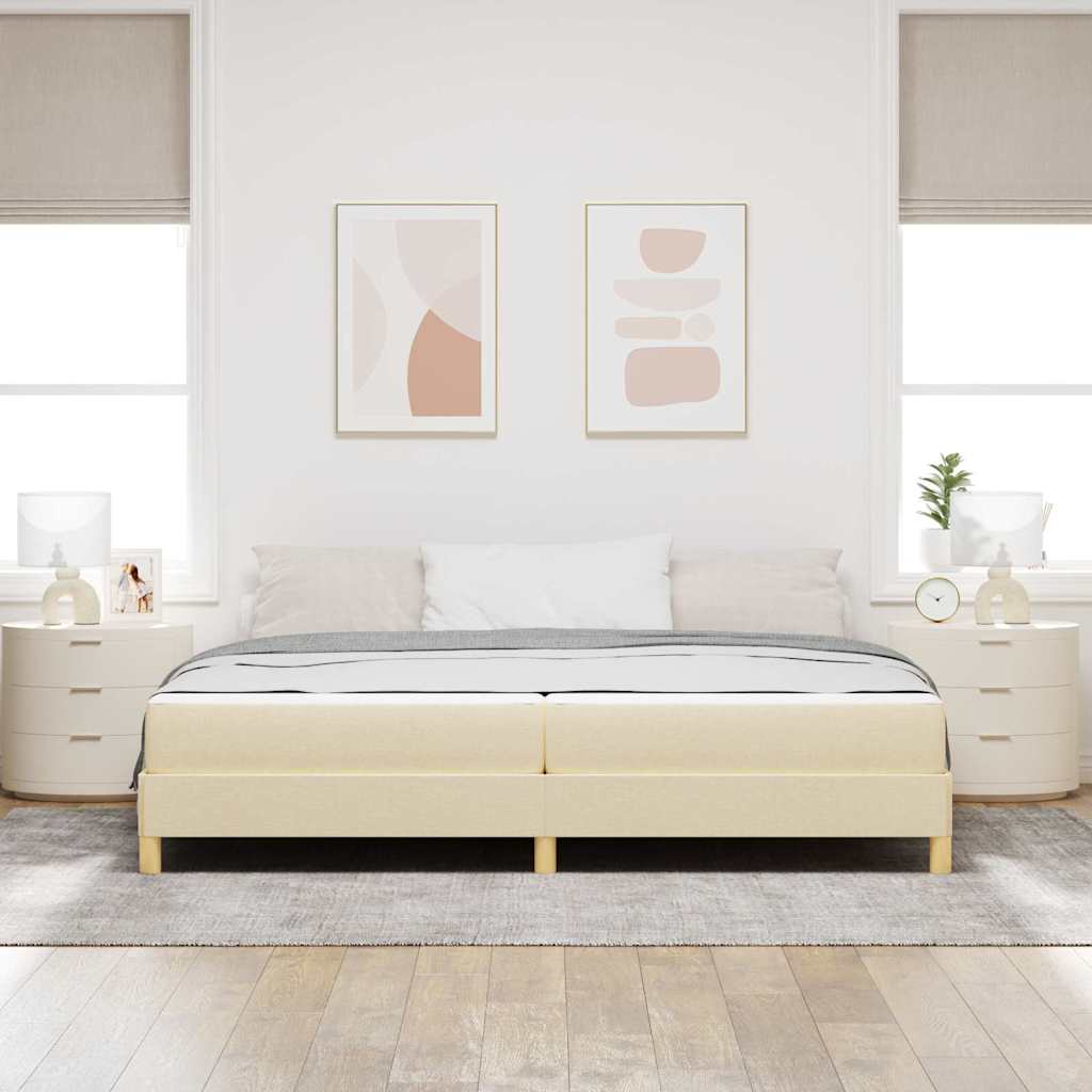 Lit à ressorts avec matelas Crème 200 x 200 cm tissu - XIOS