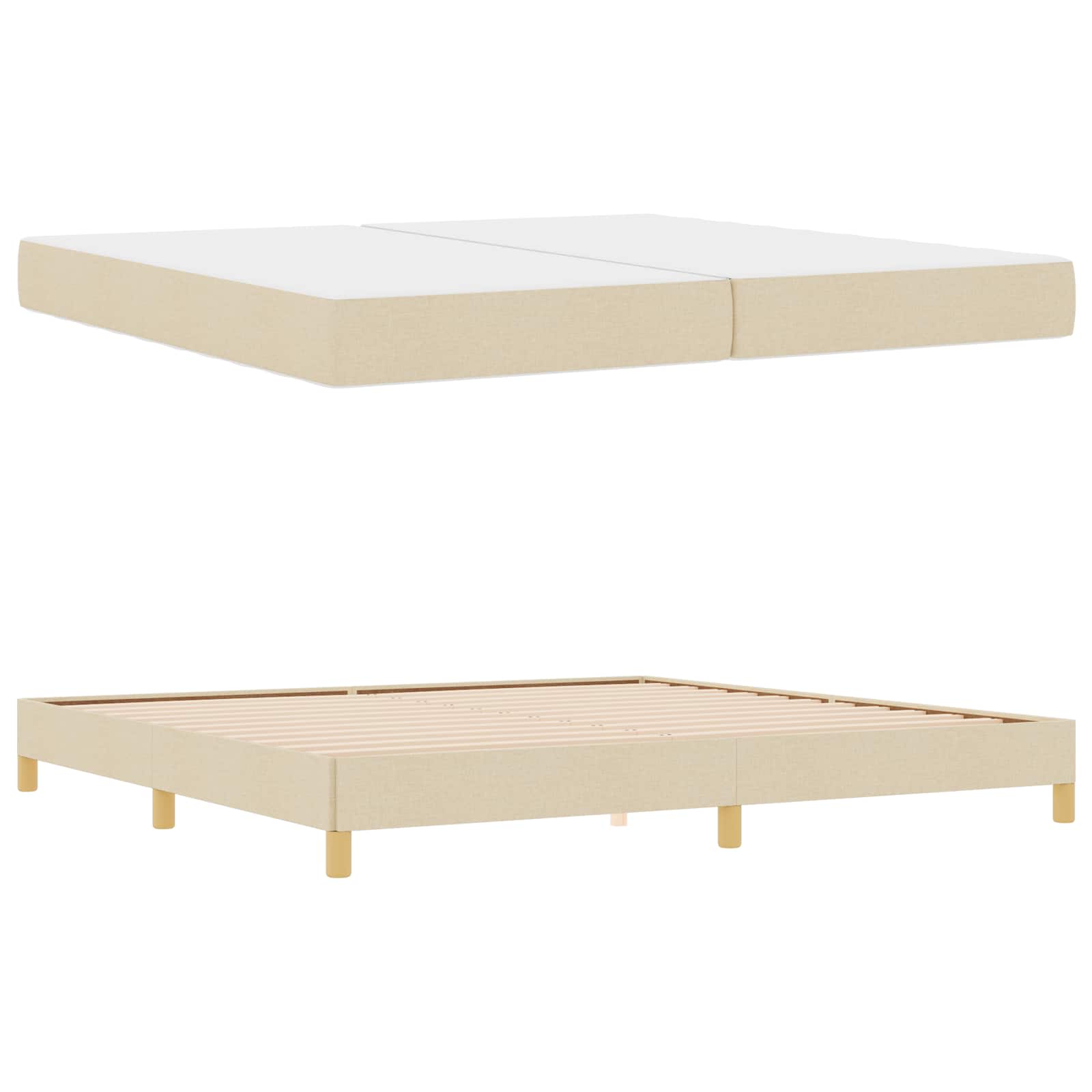 Lit à ressorts avec matelas Crème 200 x 200 cm tissu - XIOS