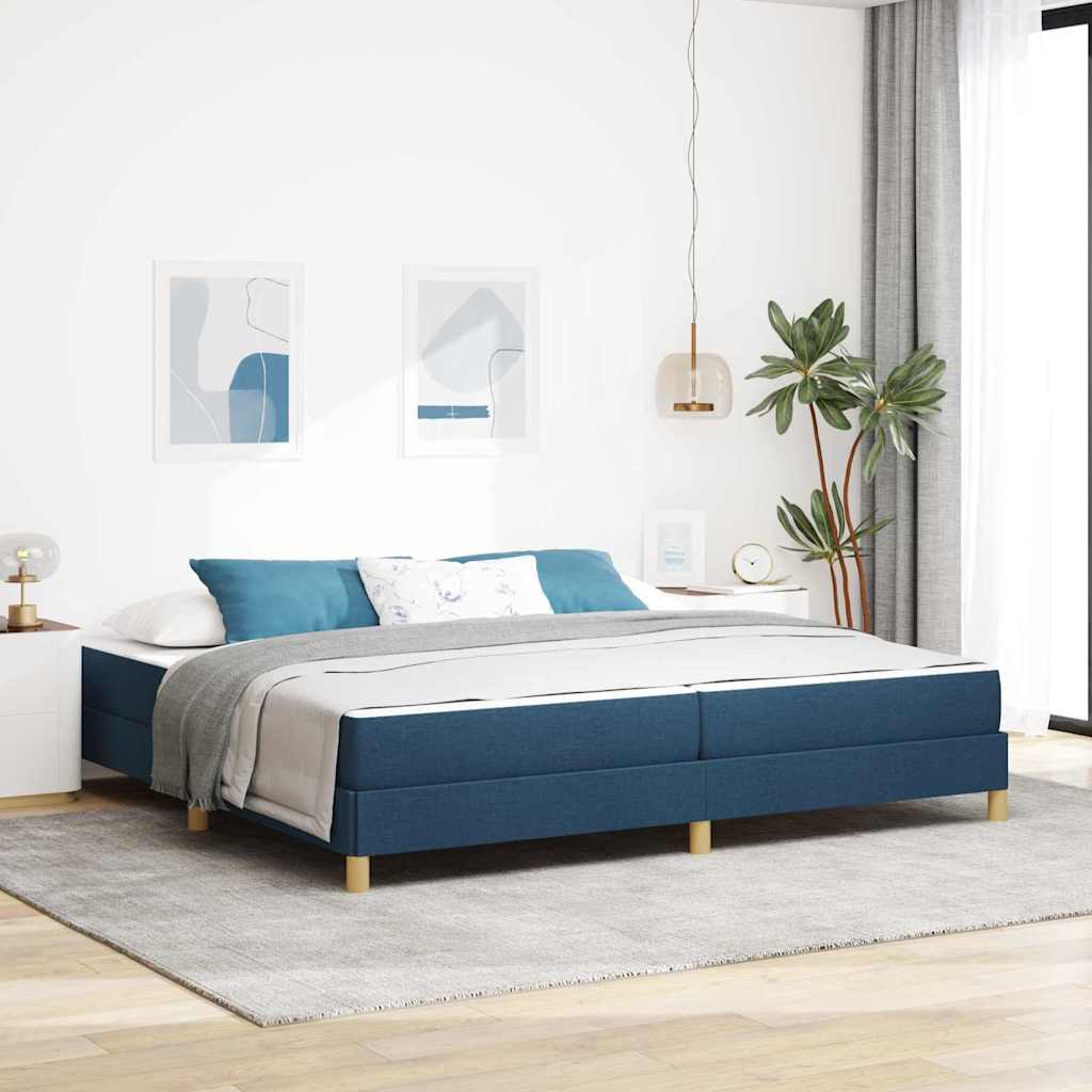Lit à ressorts avec matelas Bleu 200 x 200 cm tissu - XIOS