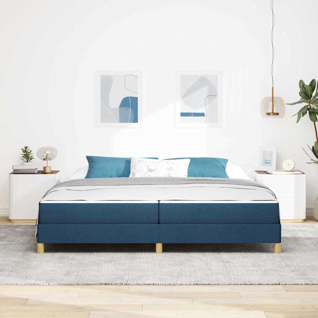 Lit à ressorts avec matelas Bleu 200 x 200 cm tissu - XIOS