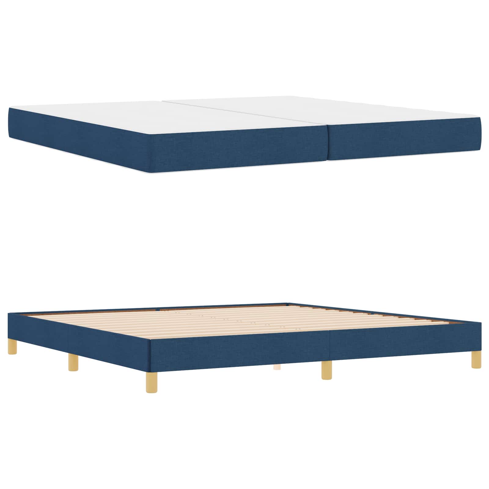 Lit à ressorts avec matelas Bleu 200 x 200 cm tissu - XIOS