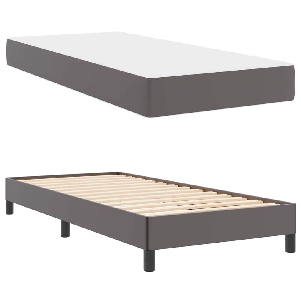 Lit avec matelas Gris 90 x 190 cm Faux cuir - XIOS
