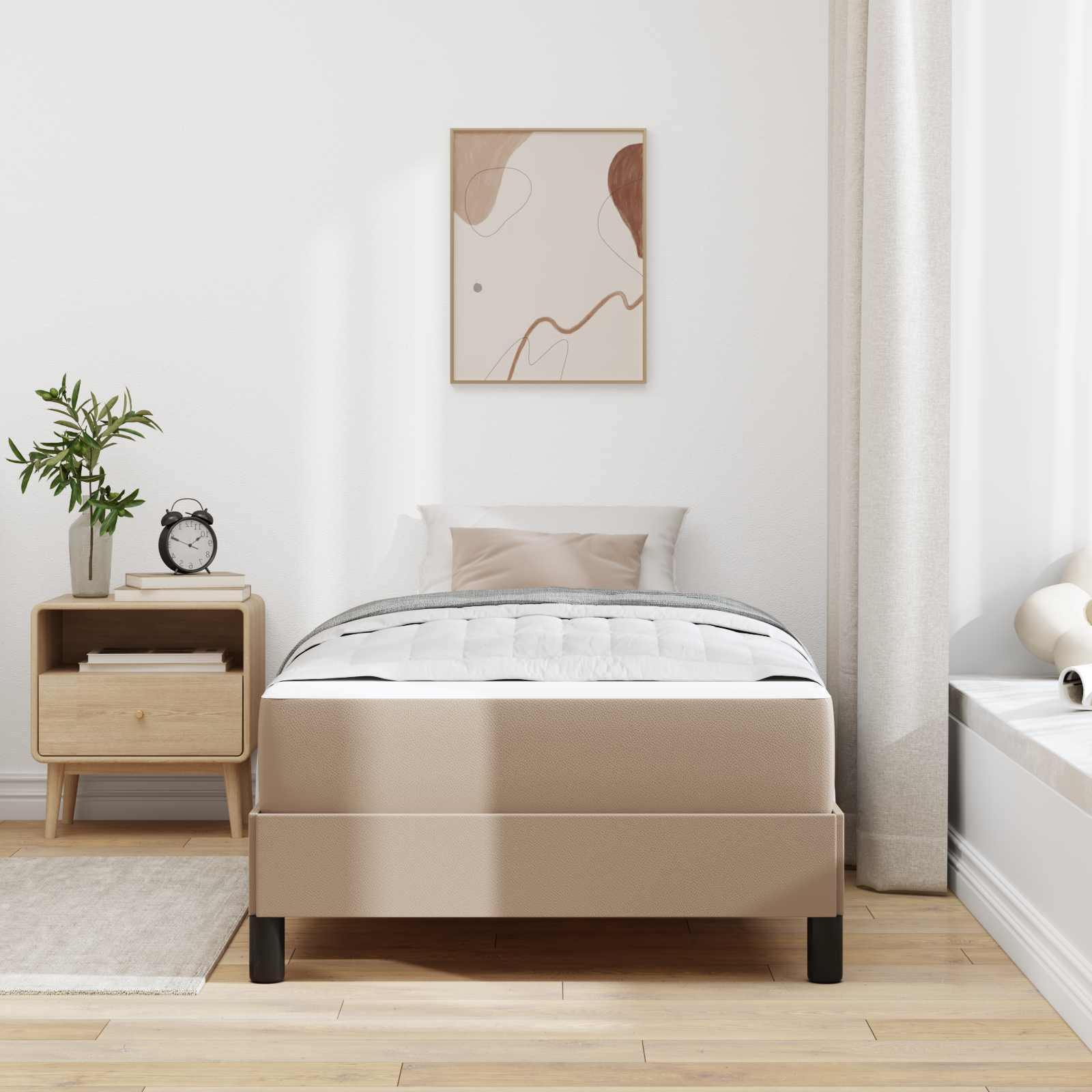Cadre de lit avec matelas Cappuccino 90 x 190 cm tissu - XIOS