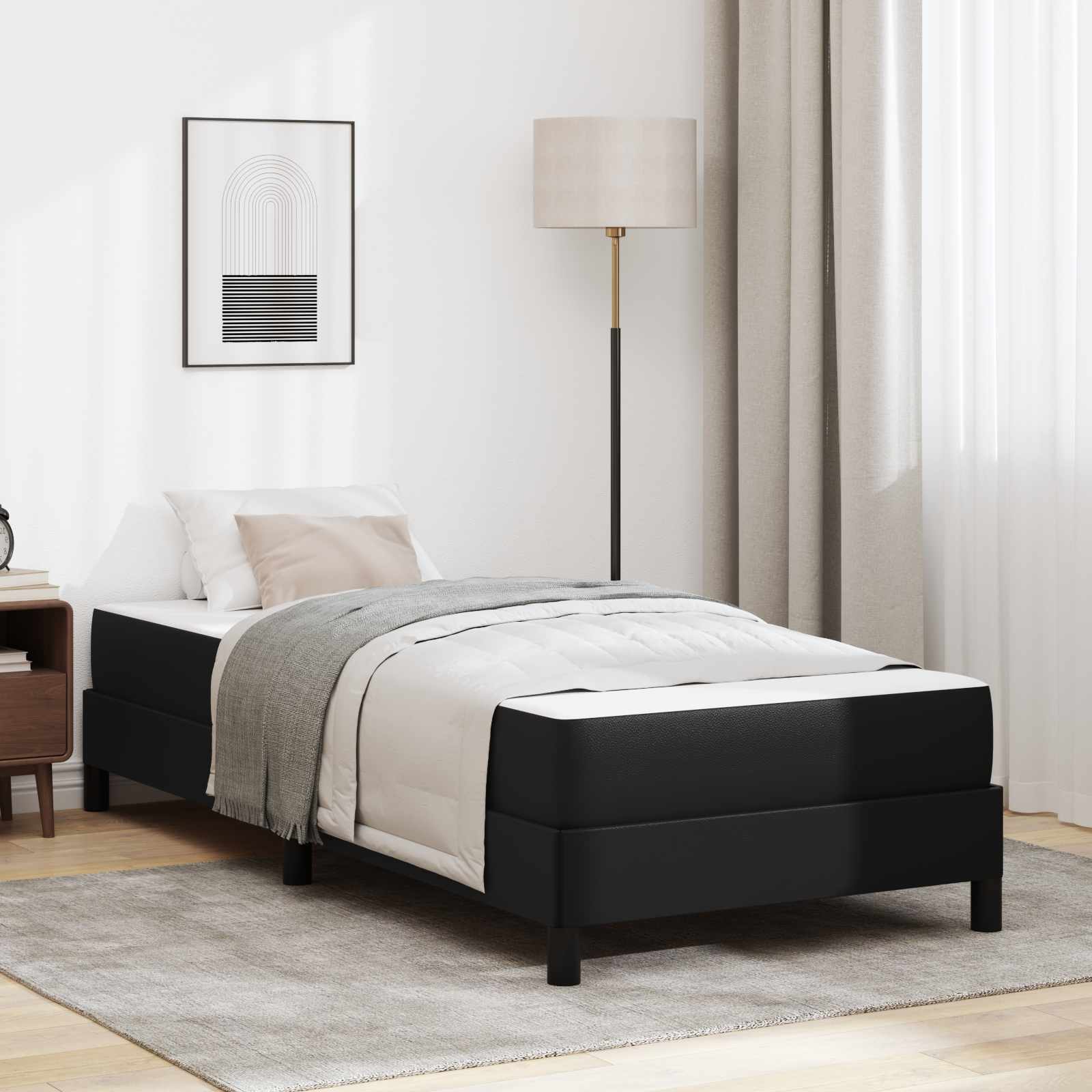 Cadre de lit avec matelas Noir 90 x 200 cm tissu - XIOS
