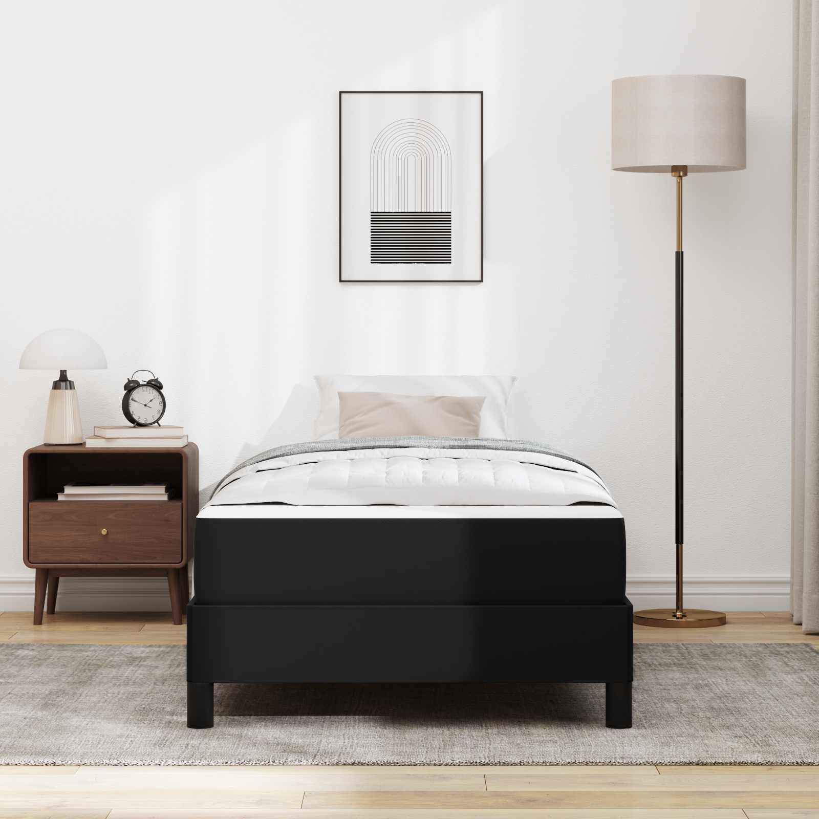 Cadre de lit avec matelas Noir 90 x 200 cm tissu - XIOS