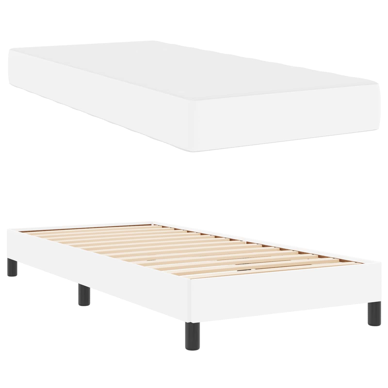 Cadre de lit avec matelas Blanc pur 90 x 200 cm tissu - XIOS