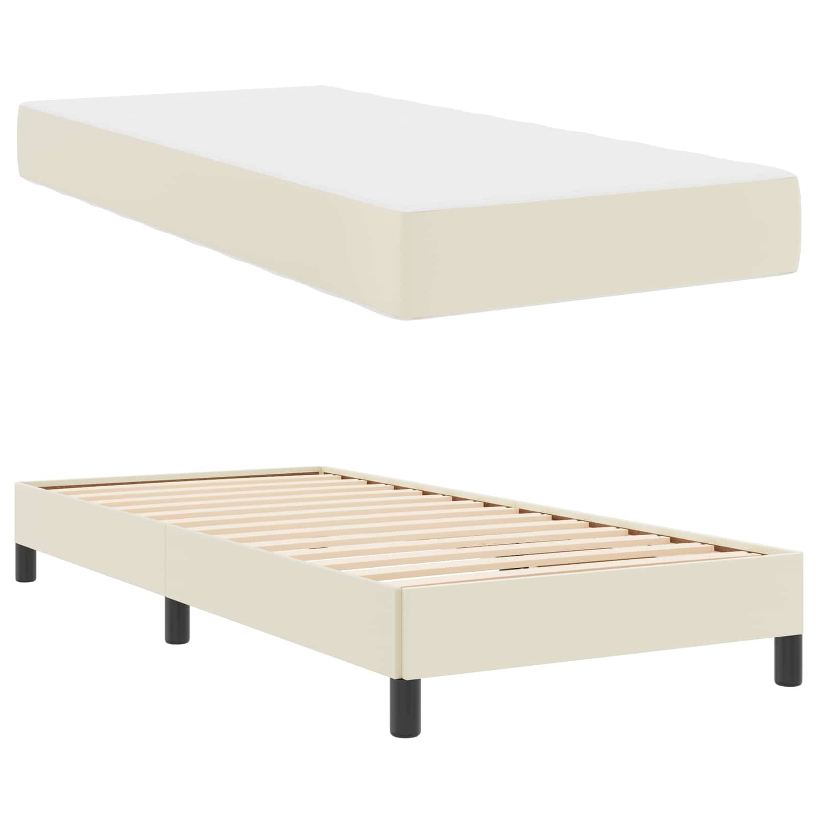 Cadre de lit avec matelas Crème 90 x 200 cm tissu - XIOS