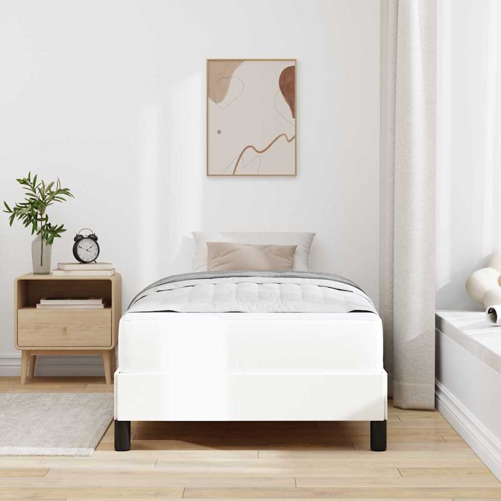 Cadre de lit avec matelas Blanc pur 100 x 200 cm tissu - XIOS