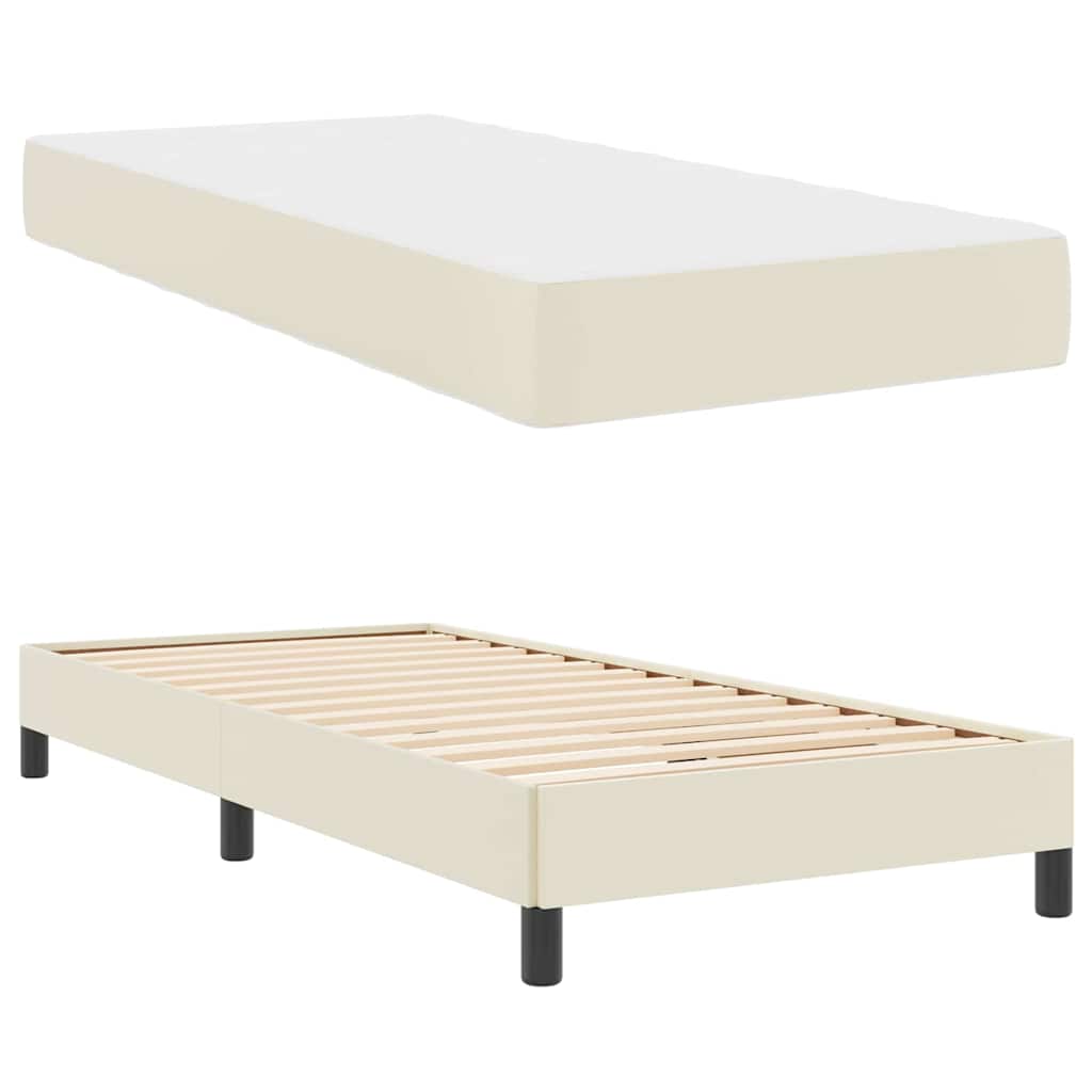 Cadre de lit avec matelas Crème 100 x 200 cm tissu - XIOS