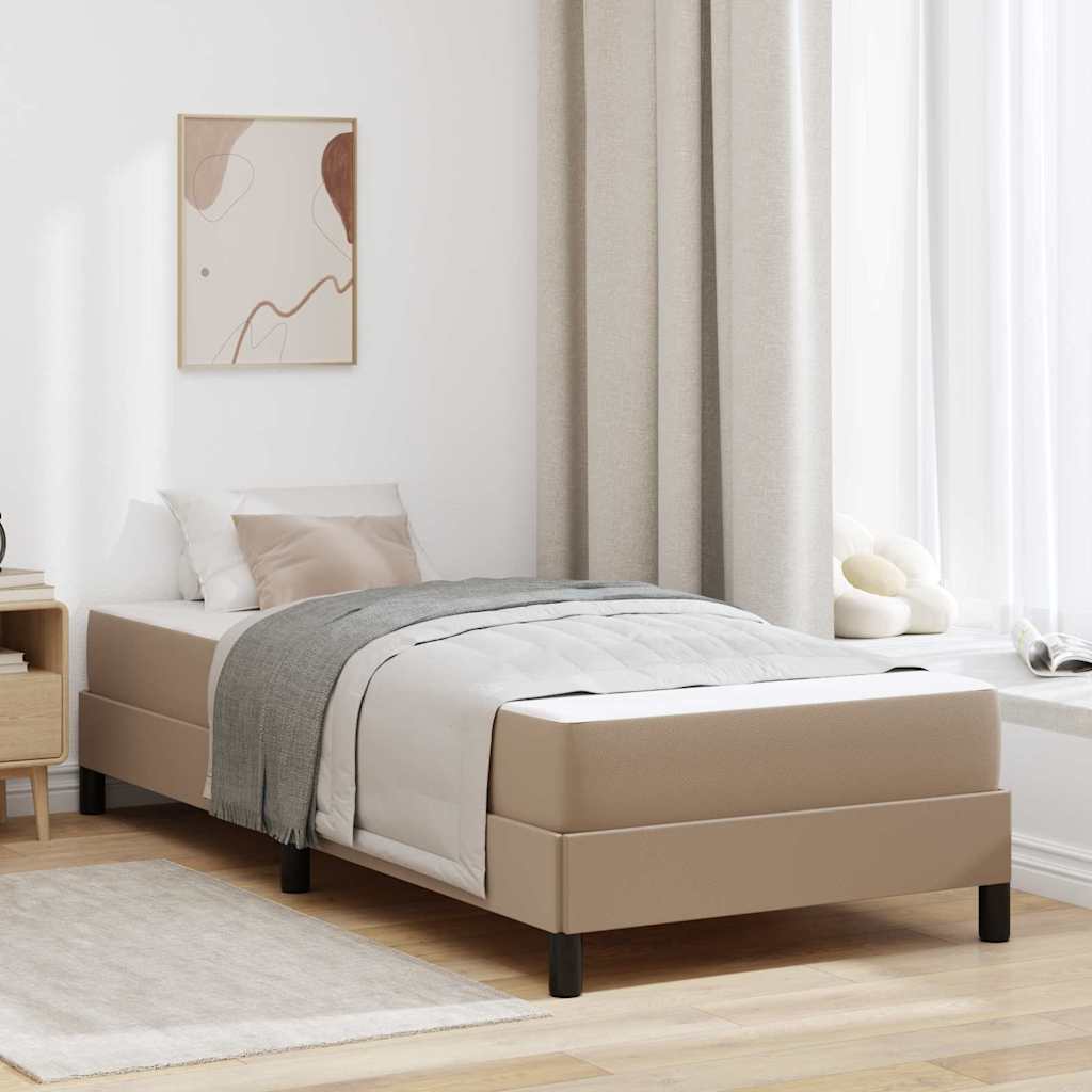 Cadre de lit avec matelas Cappuccino 100 x 200 cm tissu - XIOS