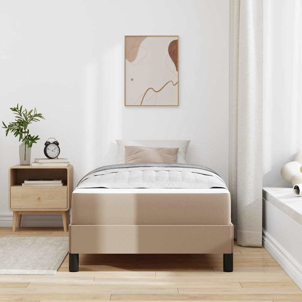 Cadre de lit avec matelas Cappuccino 100 x 200 cm tissu - XIOS