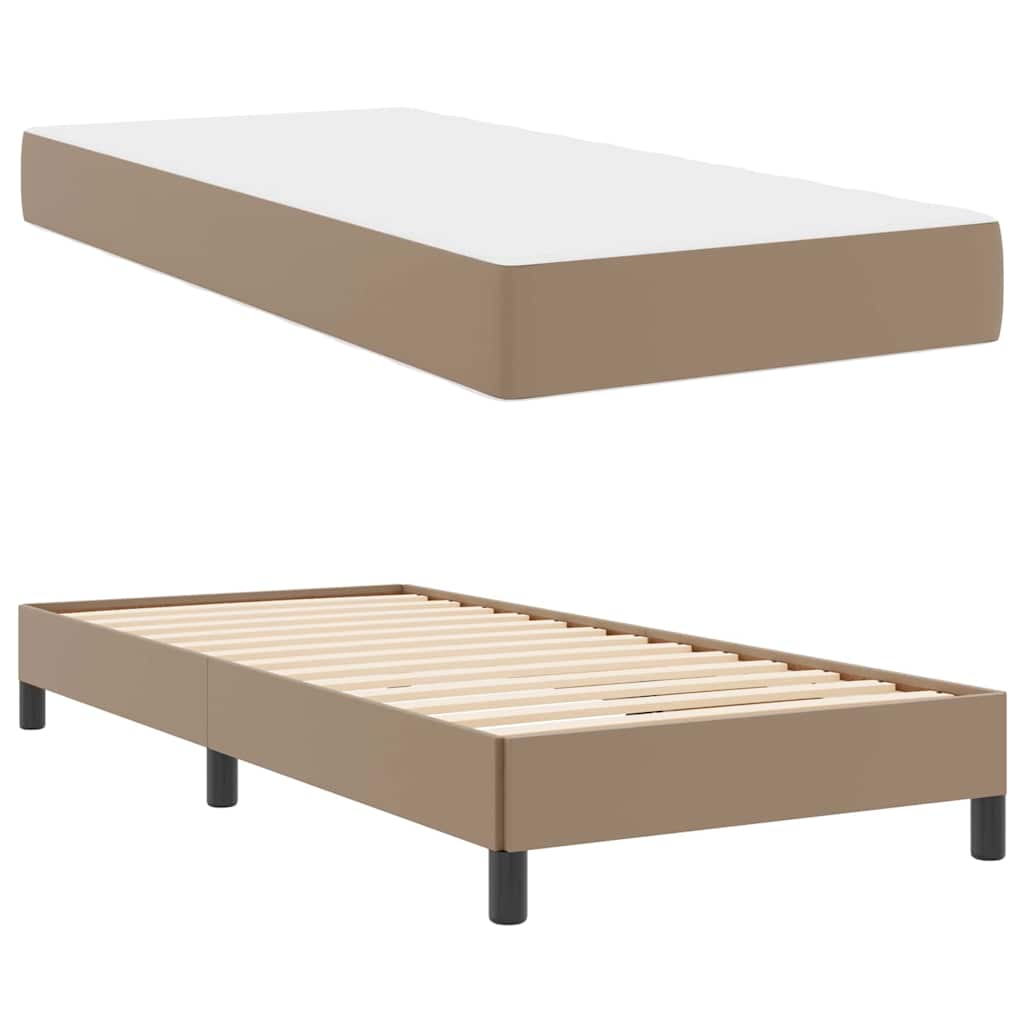 Cadre de lit avec matelas Cappuccino 100 x 200 cm tissu - XIOS