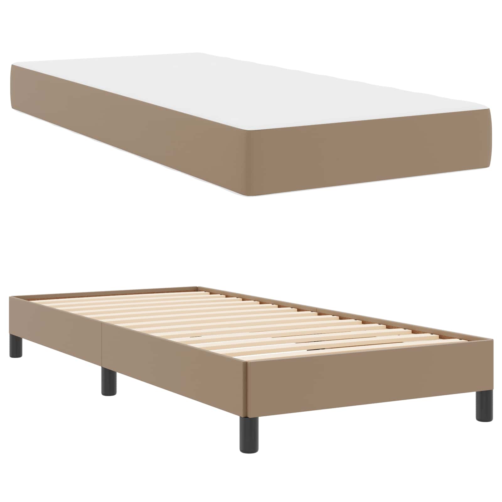Cadre de lit avec matelas Cappuccino 100 x 200 cm tissu - XIOS