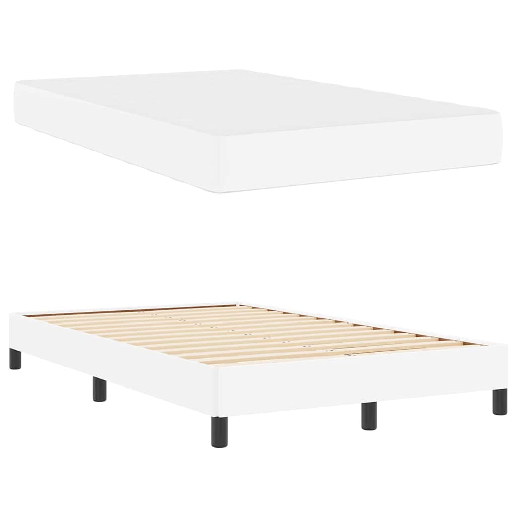 Cadre de lit avec matelas Blanc pur 120 x 190 cm tissu - XIOS