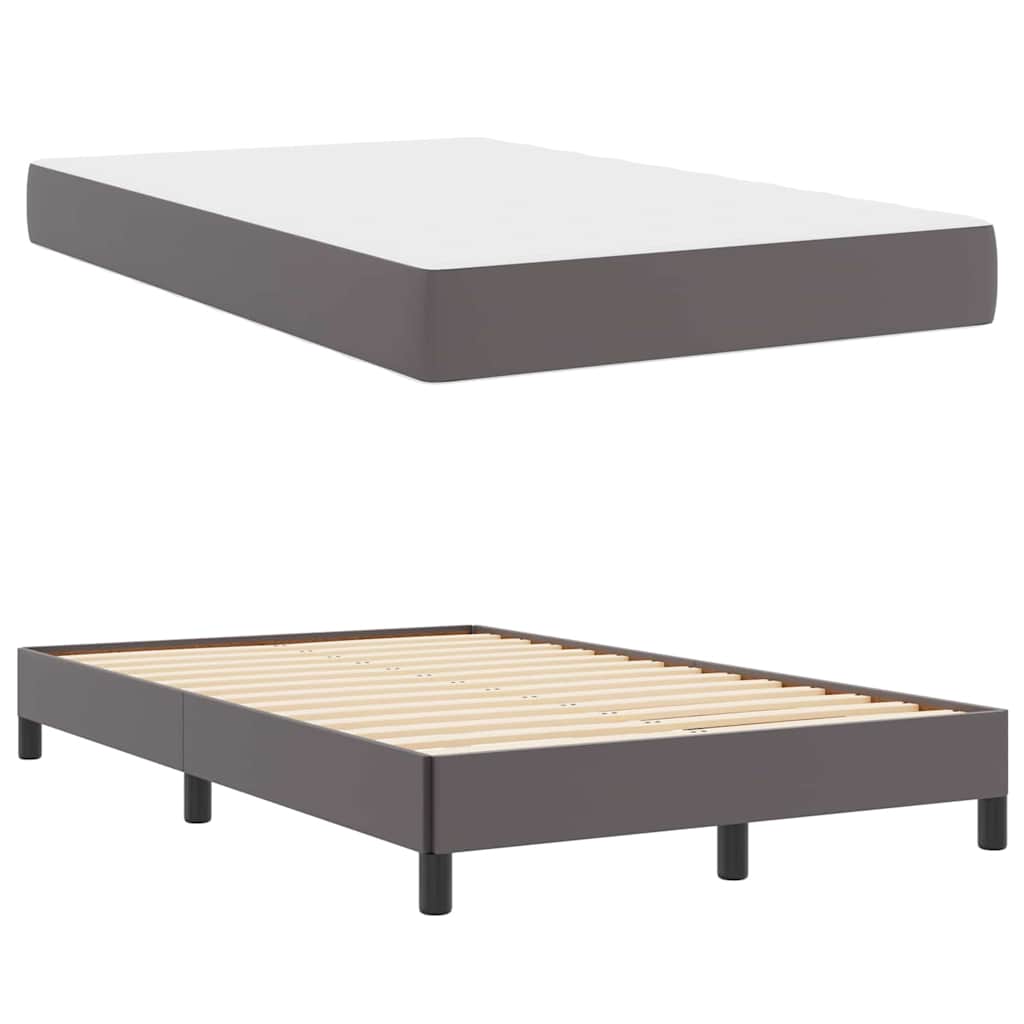 Lit avec matelas Gris 120 x 190 cm Faux cuir - XIOS