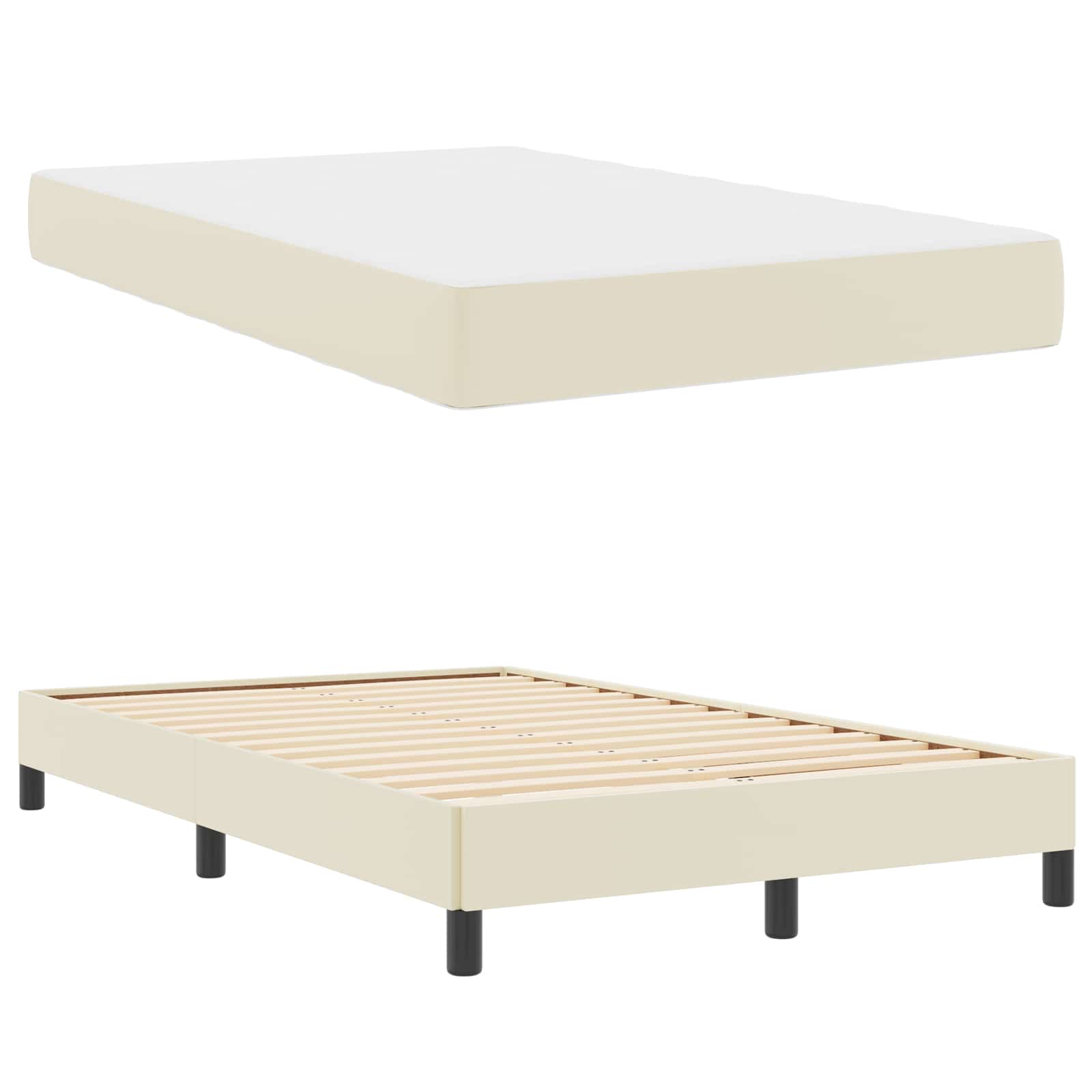 Cadre de lit avec matelas Crème 120 x 200 cm tissu - XIOS