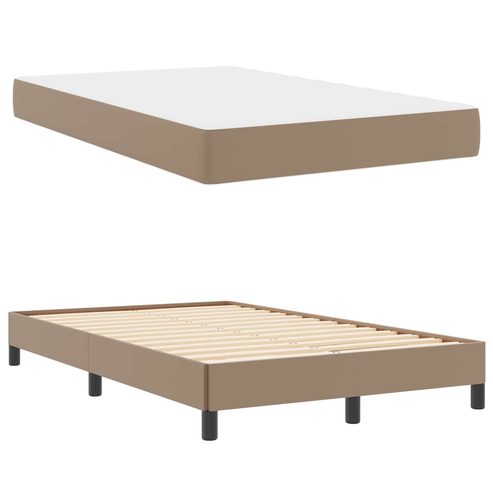 Cadre de lit avec matelas Cappuccino 120 x 200 cm tissu - XIOS