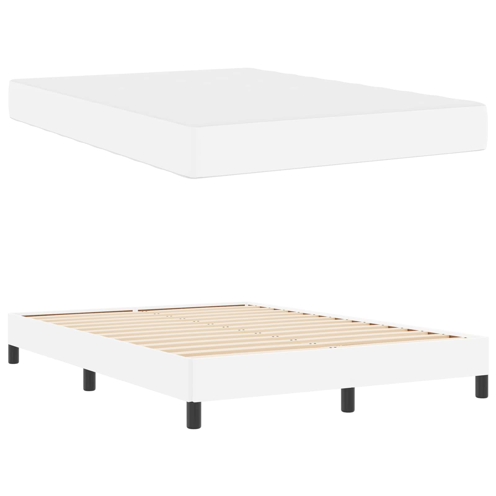 Cadre de lit avec matelas Blanc pur 140 x 190 cm tissu - XIOS
