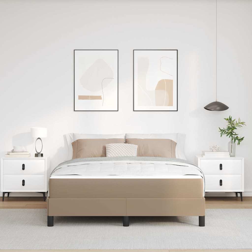Cadre de lit avec matelas Cappuccino 140 x 190 cm tissu - XIOS
